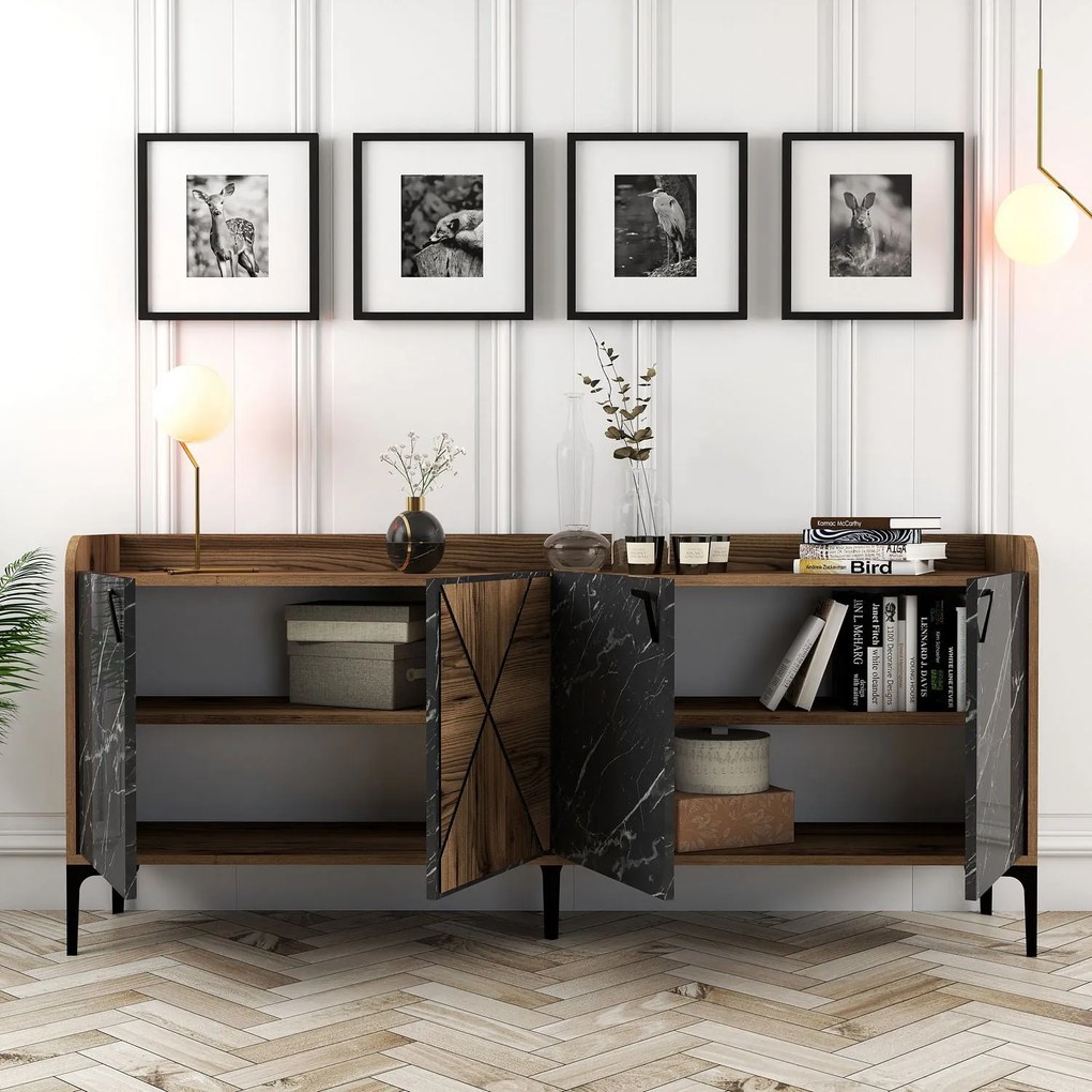 Console Venedik – Walnut Black – 180 cm x 78 cm x 35 cm