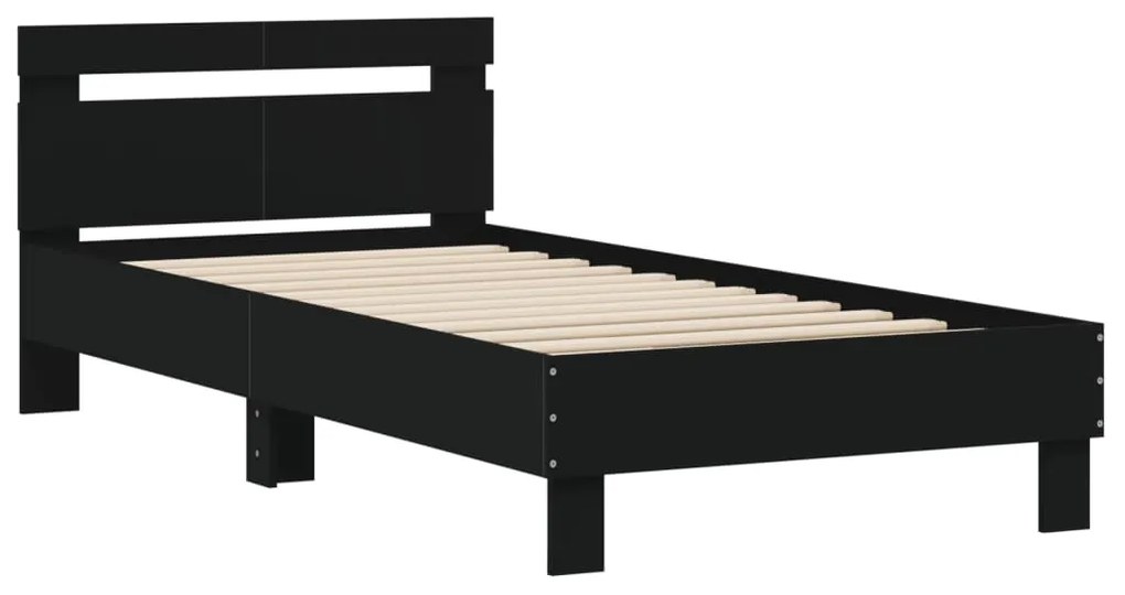 Estrutura cama c/ cabeceira 100x200 cm derivados madeira preto