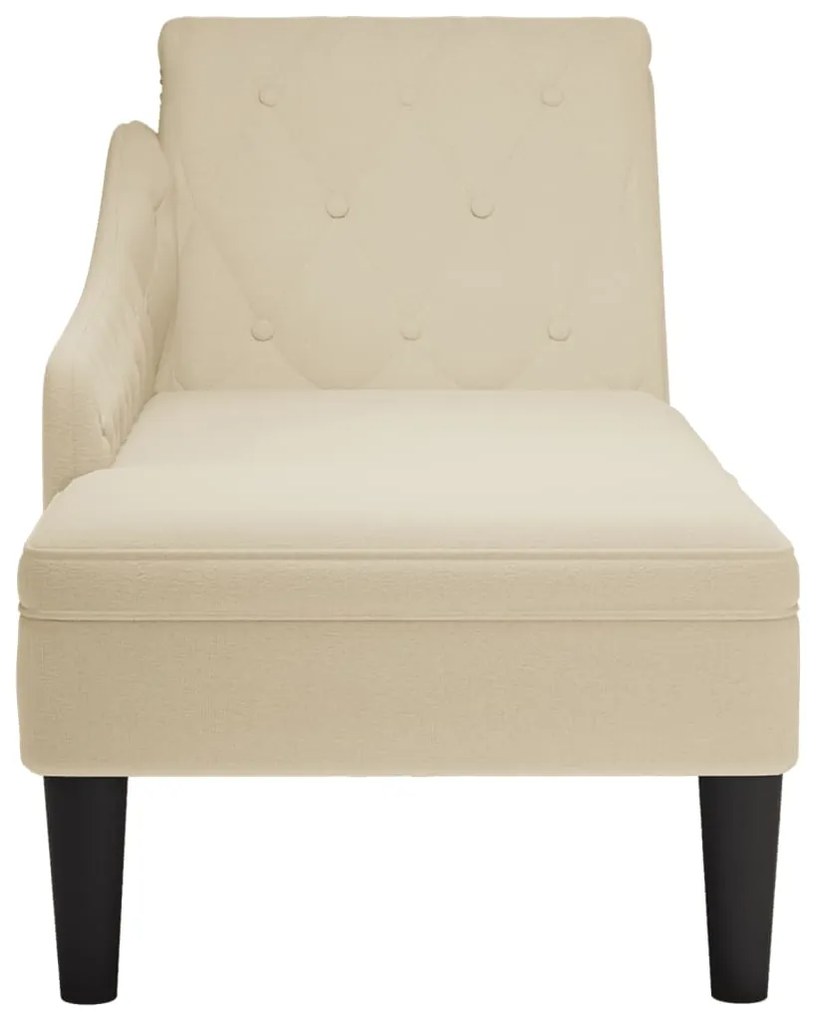 Chaise lounge c/ almofada/apoio de braços direito tecido creme