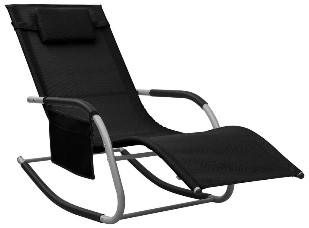 vidaXL Espreguiçadeira textilene preto e cinzento