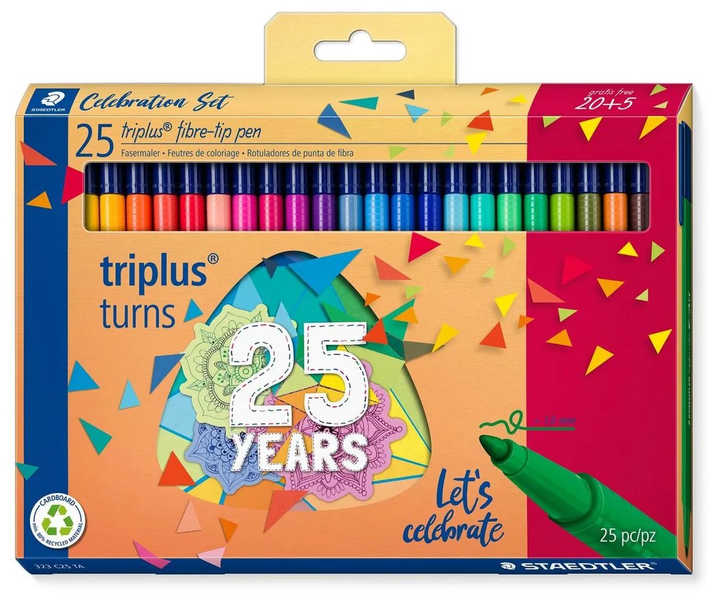 Conjunto de Canetas de Feltro Staedtler Triplus 323 25 Peças Multicolor