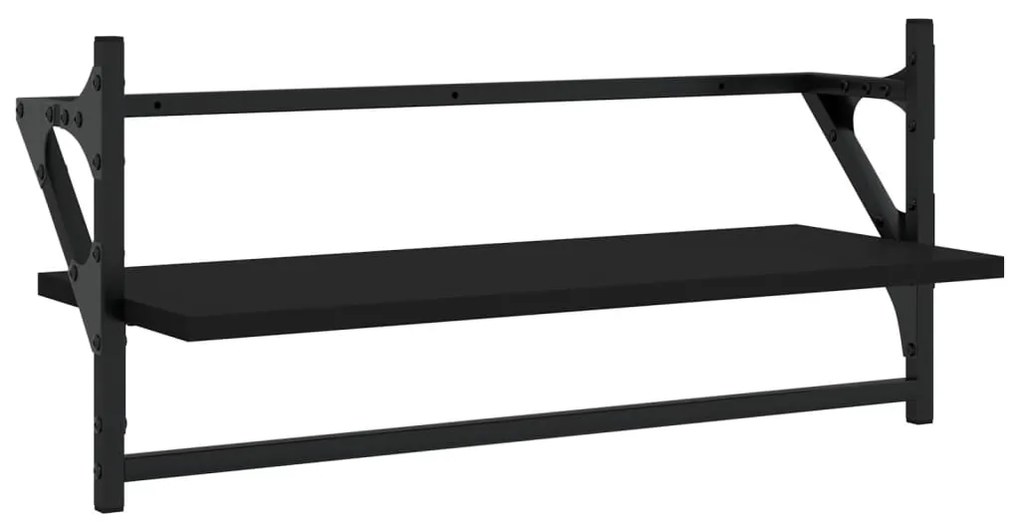 4 pcs prateleiras de parede derivados de madeira preto