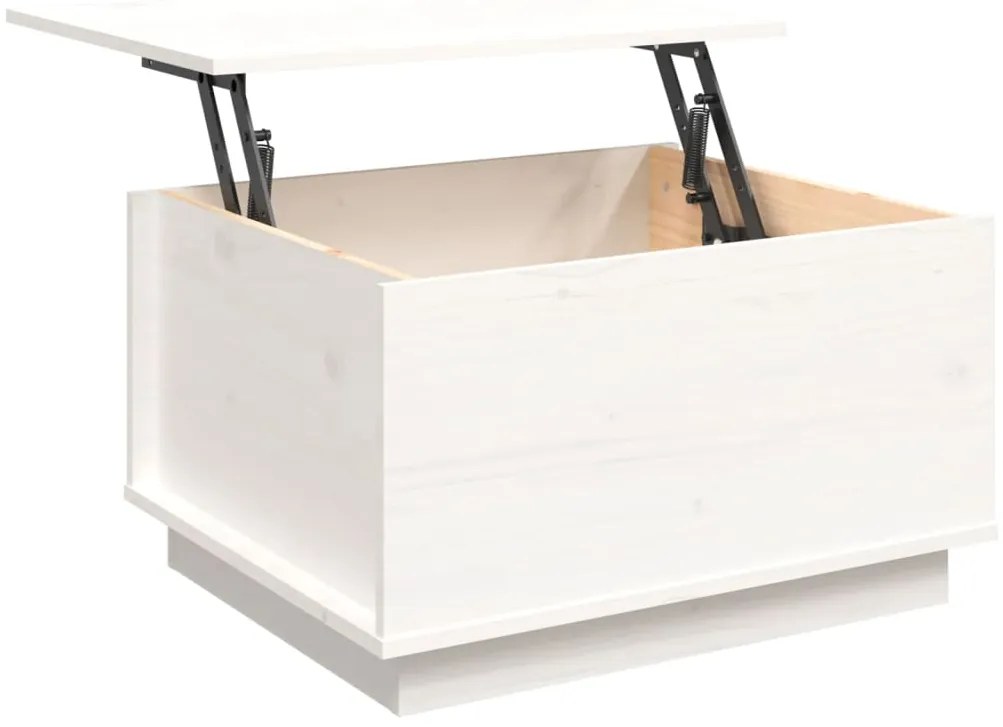 Mesa de centro 60x50x35 cm madeira de pinho maciça branco