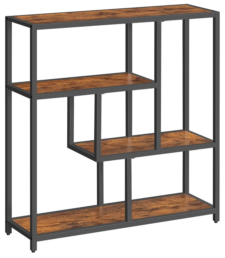Estante de livros com 4 prateleiras 30 x 100 x 103 cm Castanho Vintage-Preto