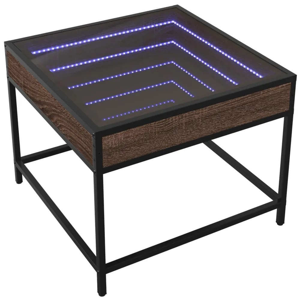 Mesa de centro luzes LED Infinity 50x50x41 cm carvalho castanho