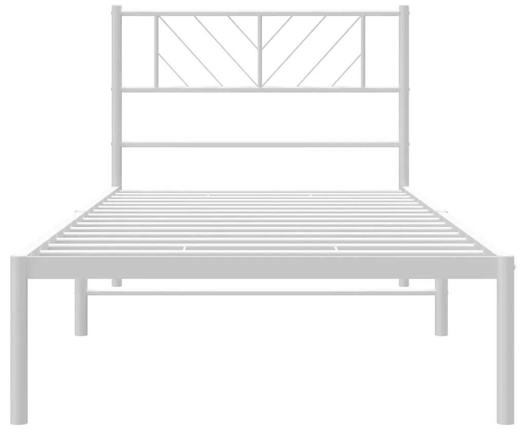 Estrutura de cama com cabeceira 100x190 cm metal branco