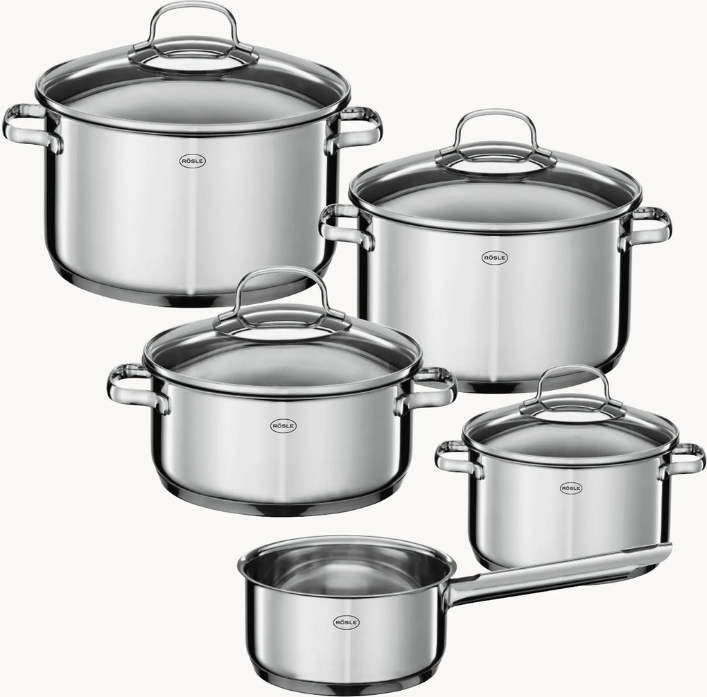 Conjunto de panelas em aço inoxidável Elegance, conjunto de 5