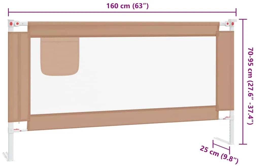Barra segur. p/ cama infantil tecido 180x25cm cinza-acastanhado