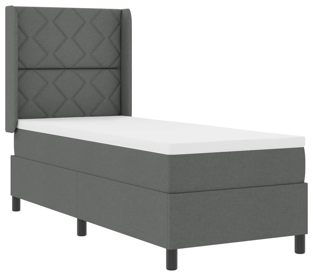 Cama Box Spring vidaXL com Colchão e LED Cinza Escuro 90x190 cm Tecido