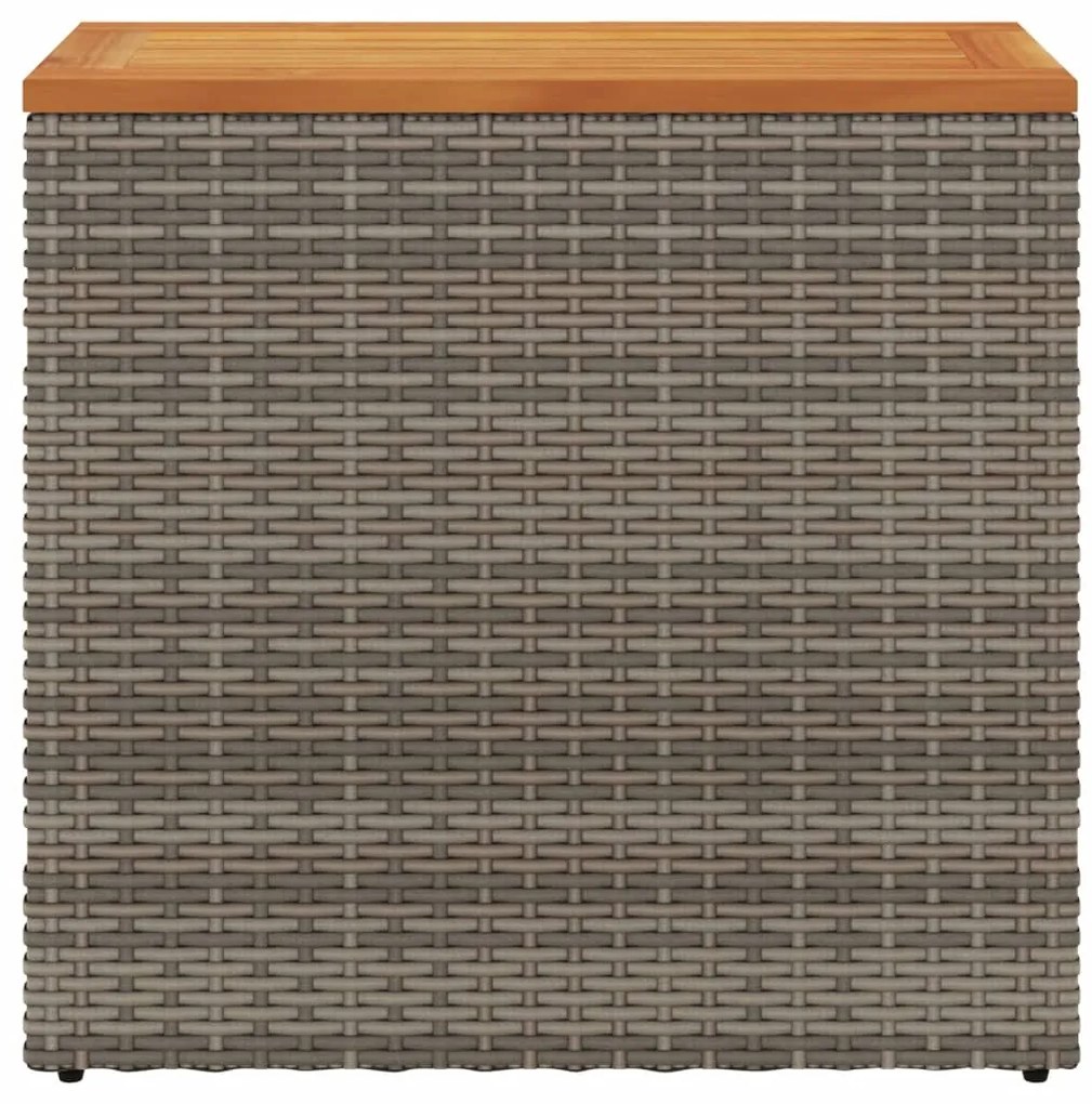 Mesa apoio jardim c/ tampo madeira 58x27,5x55 cm vime PE cinza