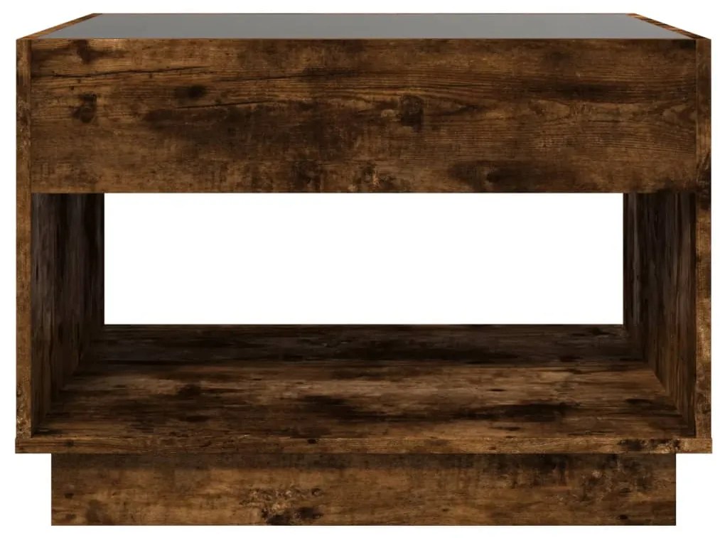 Mesa de centro luzes LED Infinity 70x50x50 cm carvalho fumado