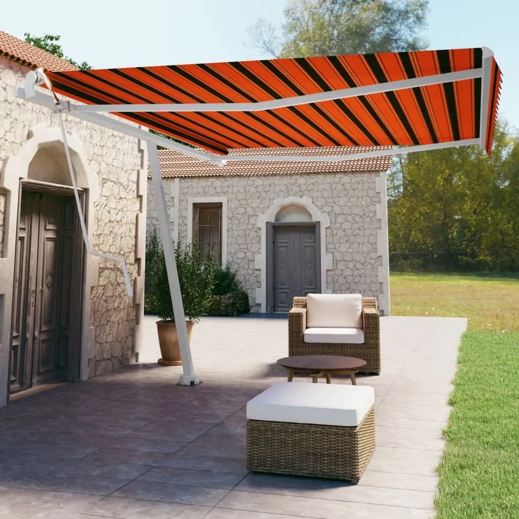 Toldo automático independente 450x350 cm laranja e castanho