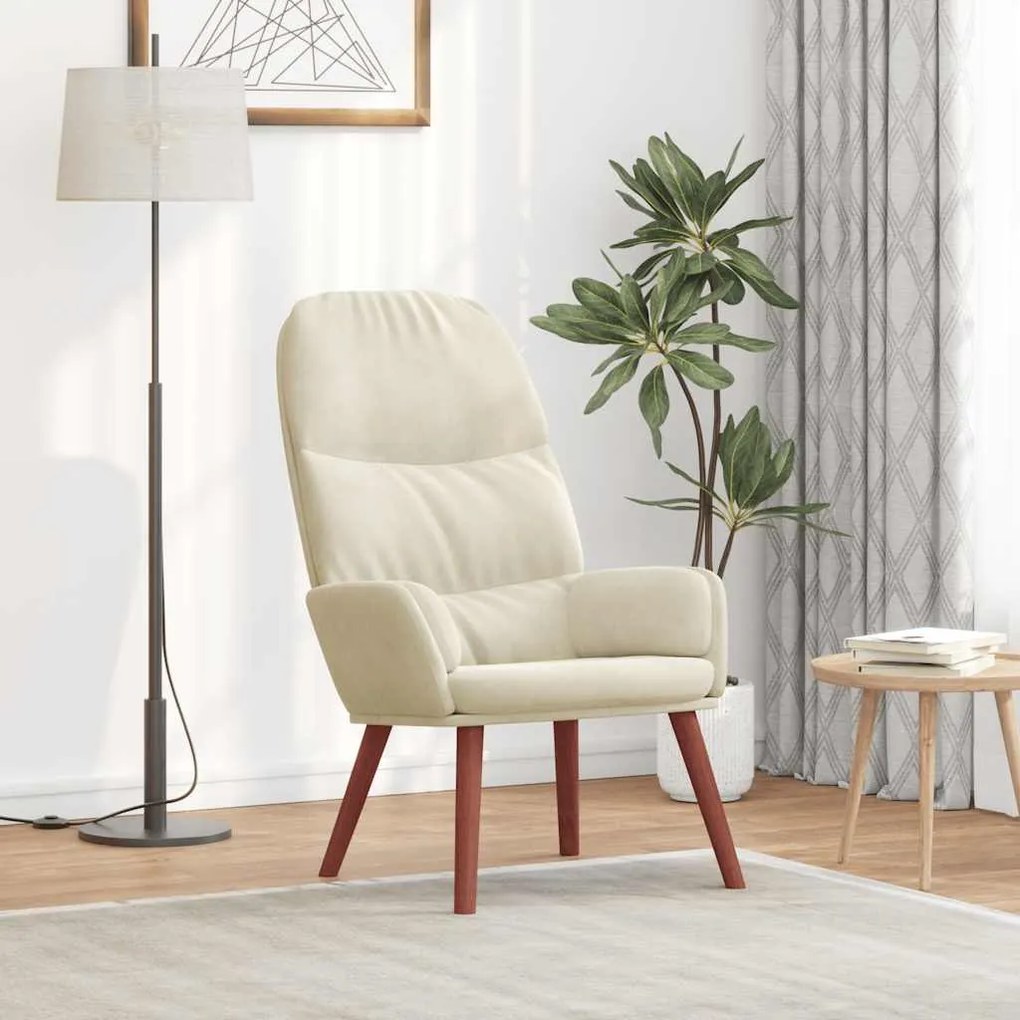 vidaXL Cadeira de descanso veludo branco nata