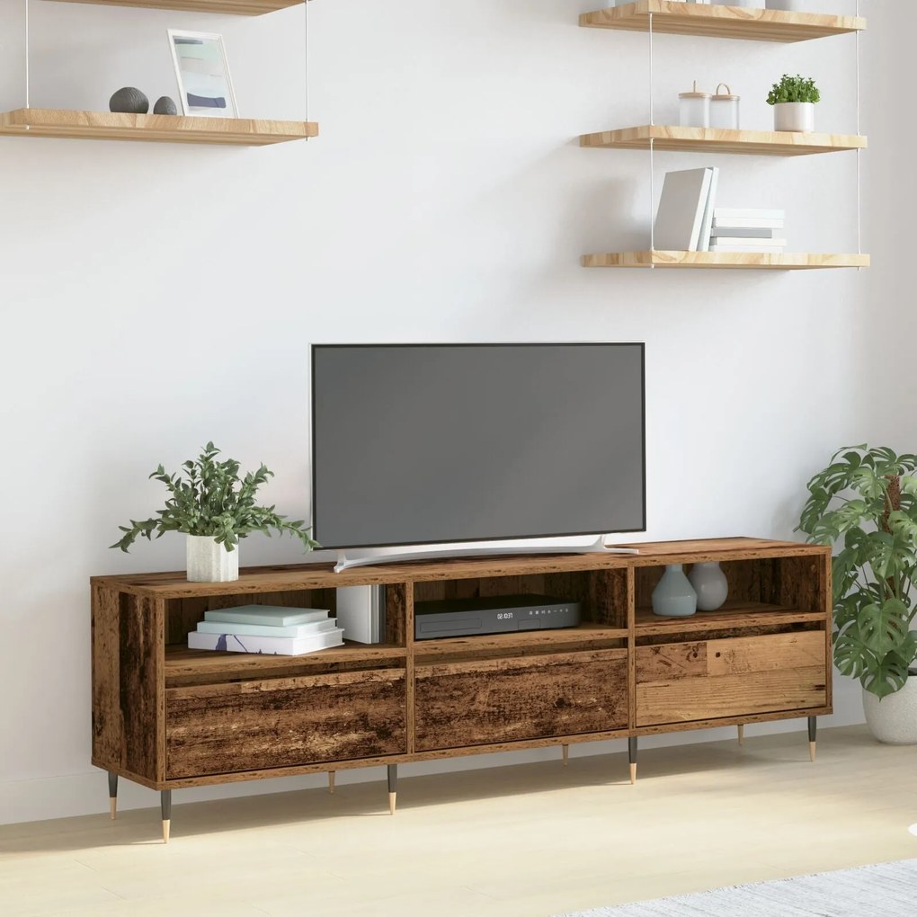 Armário de TV Madeira Antiga 150x30x44,5 cm Madeira engenheirada