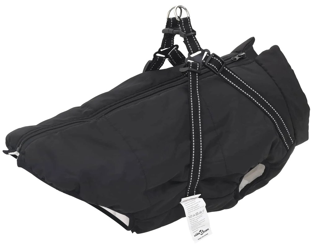 vidaXL Casaco para Cães com arnês Preto 6XL Velo e Poliéster