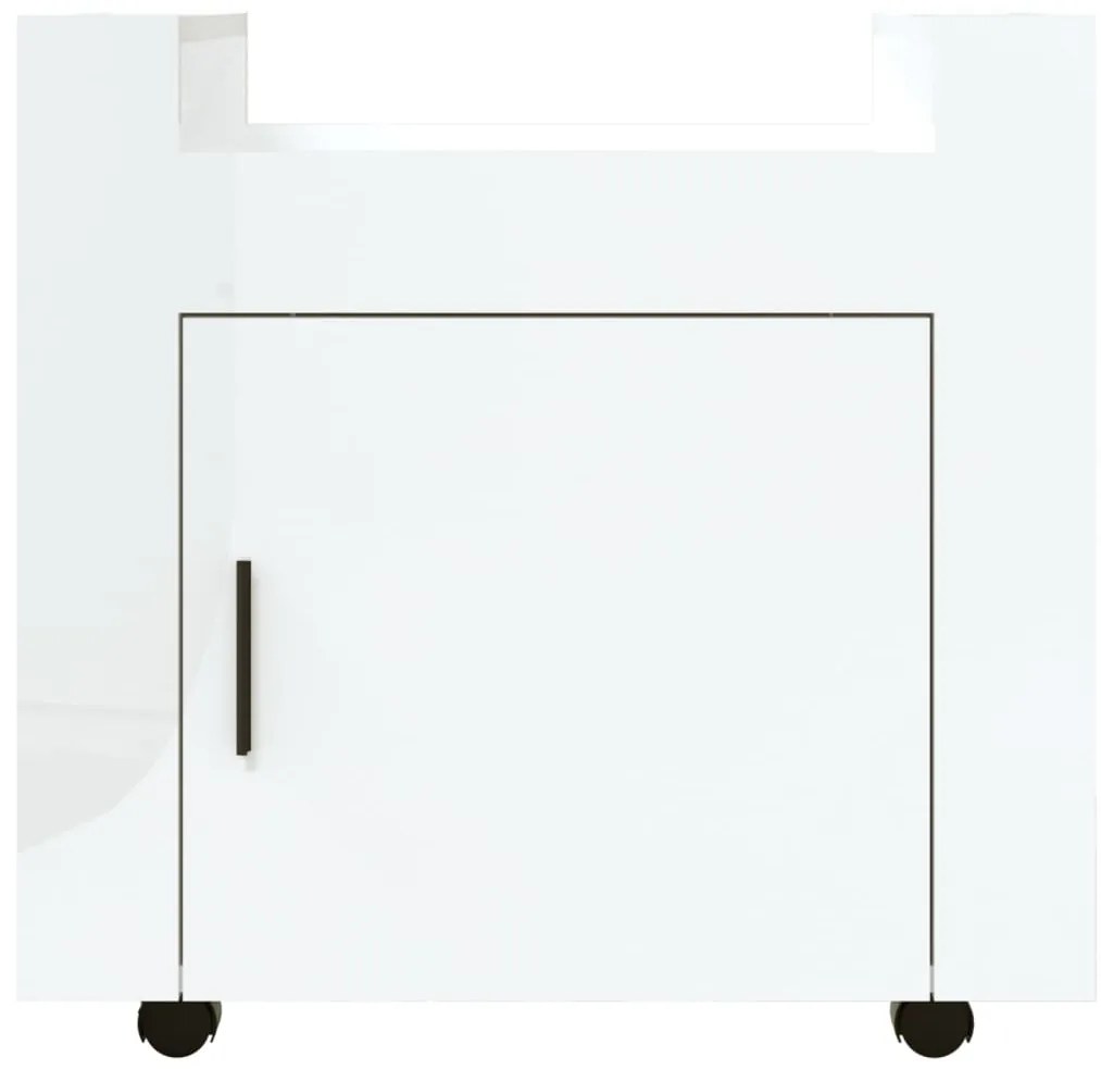 Carrinho secretária 60x45x60cm deriv. madeira branco brilhante