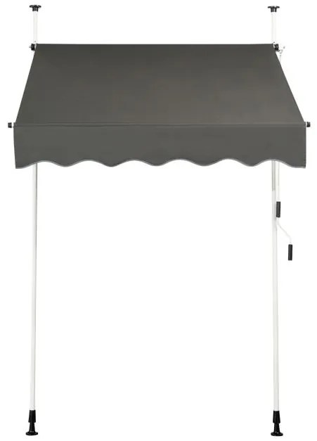 Toldo Telescópico e Retrátil 150 x 120 cm Resistente aos Raios UV Impermeável com Manivela Manual e Altura Ajustável para Janela Varanda Cinza
