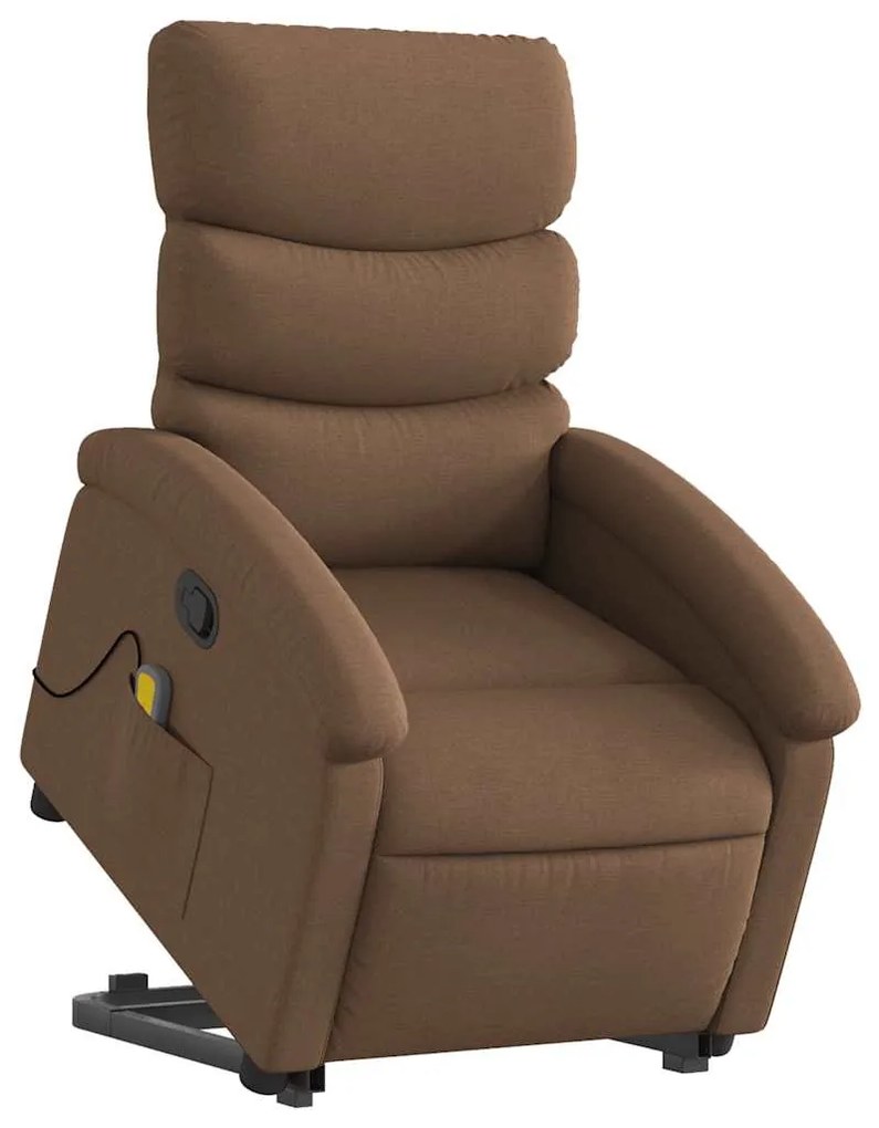 Poltrona reclinável massagens tecido castanho