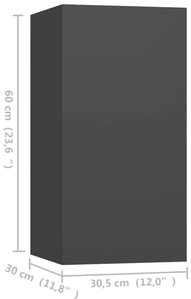 Móveis de TV 4 pcs 30,5x30x60 cm derivados de madeira cinzento