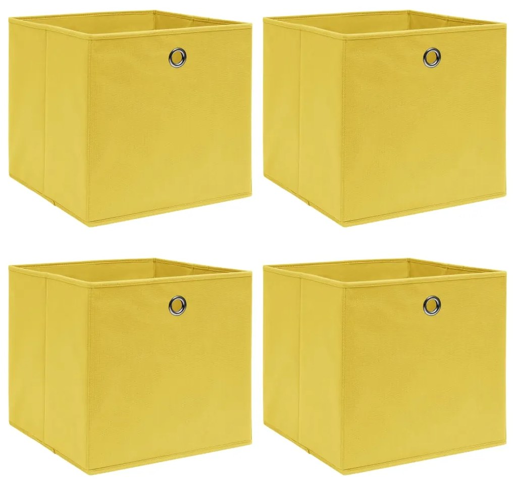 Caixas de arrumação 4 pcs 32x32x32 cm tecido amarelo