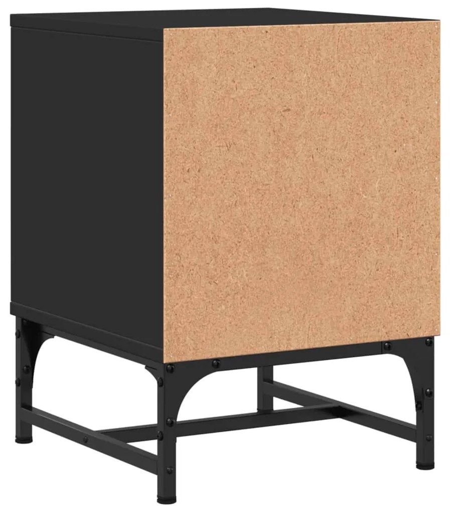 Mesas de cabeceira c/ portas de vidro 2 pcs 35x37x50 cm preto