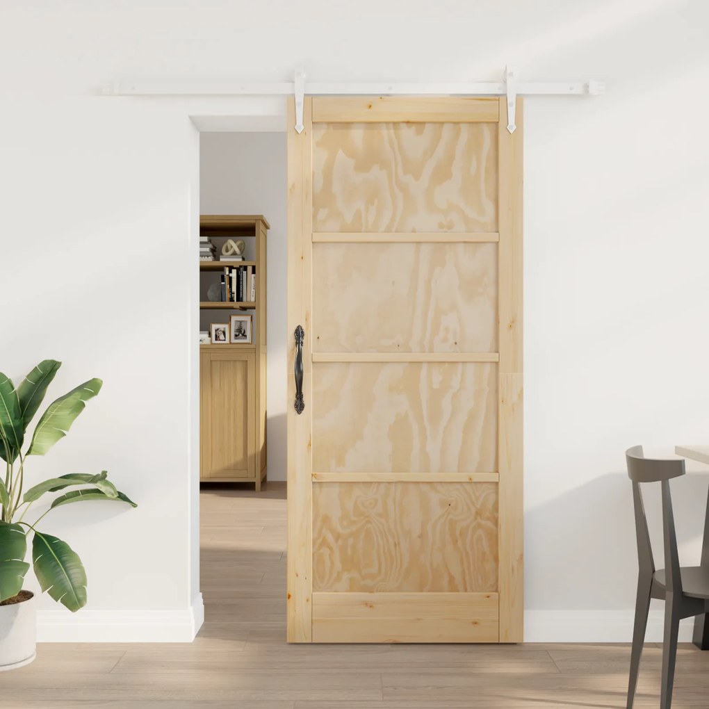 Porta Deslizante vidaXL com Conjunto de Hardware 78x202 cm Madeira Sól