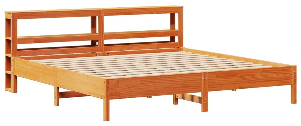 Cama sem colchão 200x200 cm pinho maciço castanho-mel