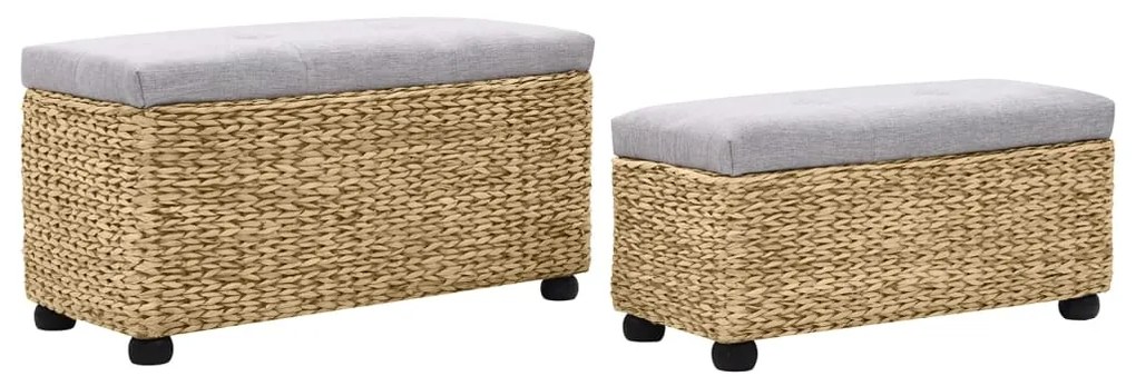 Conjunto de bancos 2 pcs erva marinha cinzento
