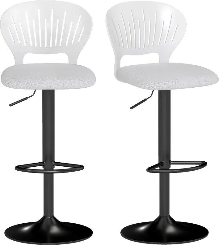 Conjunto de 2 Bancos Altos de Cozinha Giratórios a 360° Reguláveis em Altura de 84-105 cm 40,5x43x84-105 cm Branco