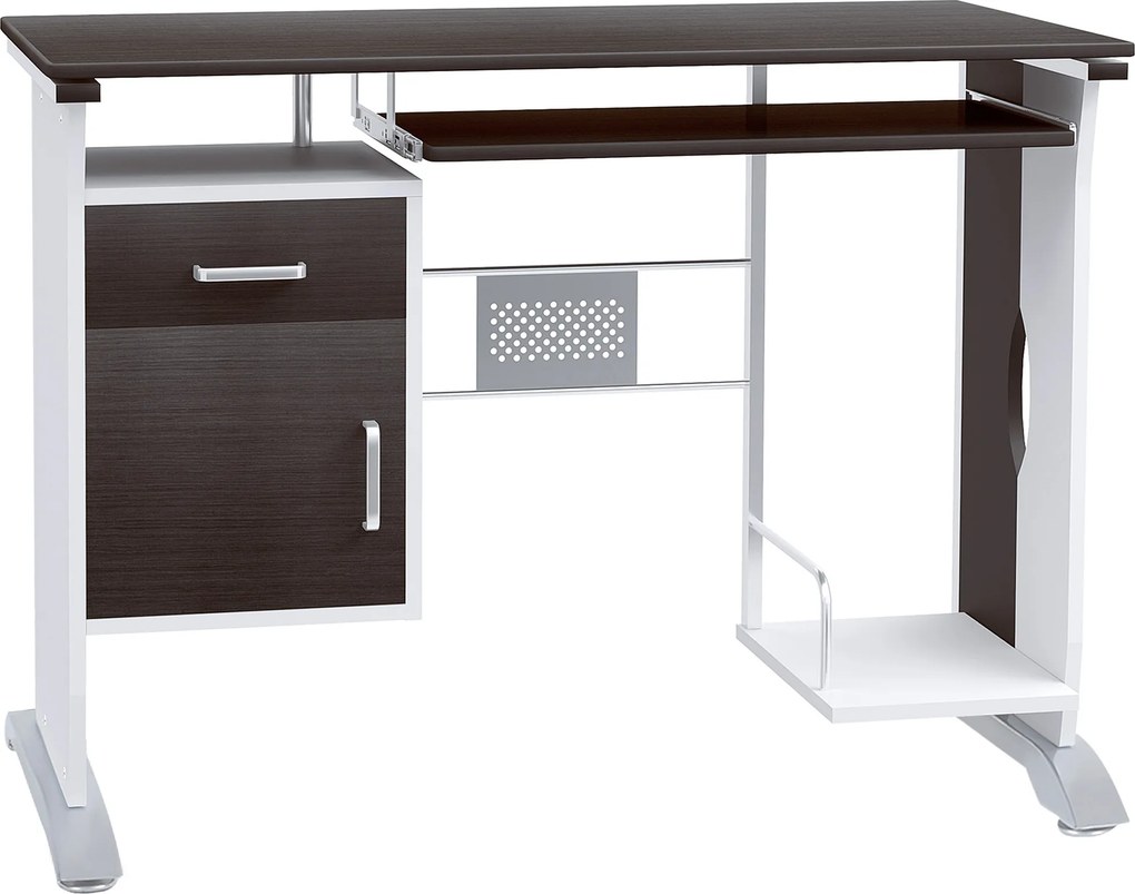 Secretária de escritório de design, 100 x 52 x 75 cm, castanho e branca