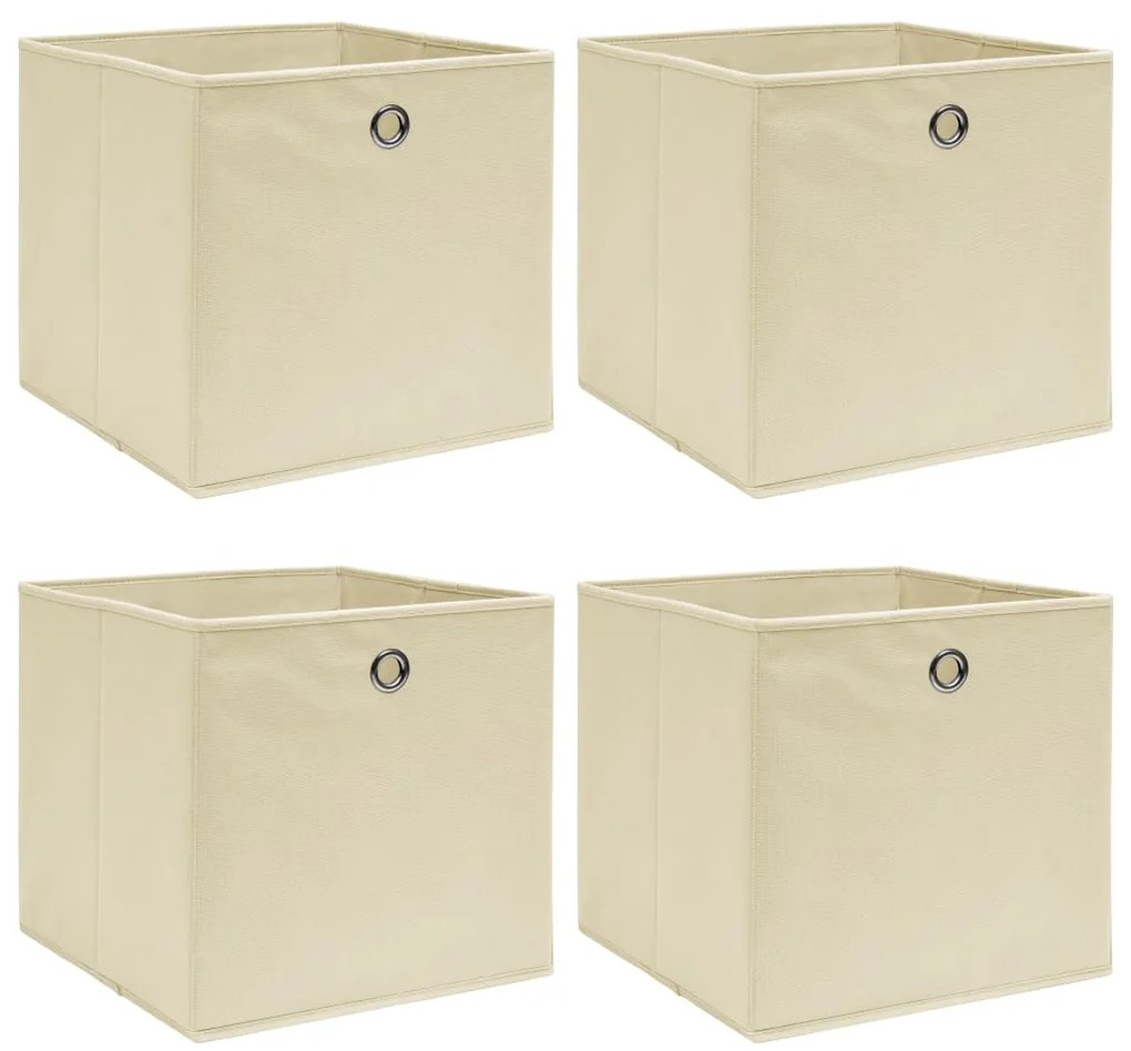 Caixas de arrumação 4 pcs 32x32x32 cm tecido creme