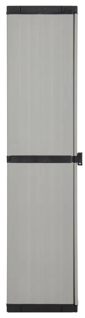 Armário arrumação jardim 3 prateleiras 34x40x168cm cinza/preto