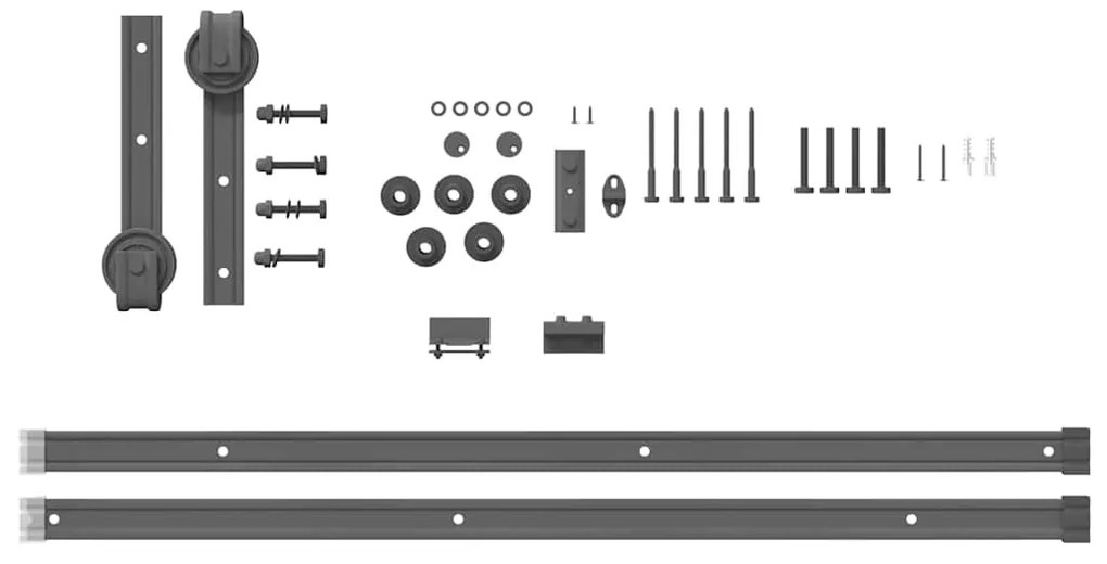 Kit de ferragens para porta deslizante 200 cm aço preto