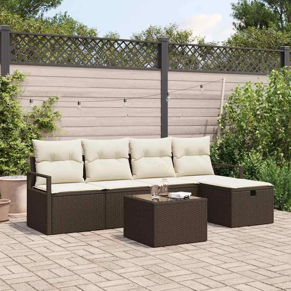 vidaXL Conjunto de Sofá de Jardim 6 pcs Castanho Rattan Sintético