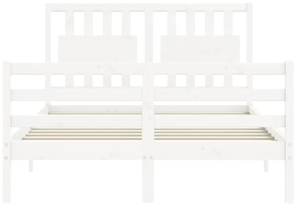 Estrutura de cama com cabeceira 140x200cm madeira maciça branco