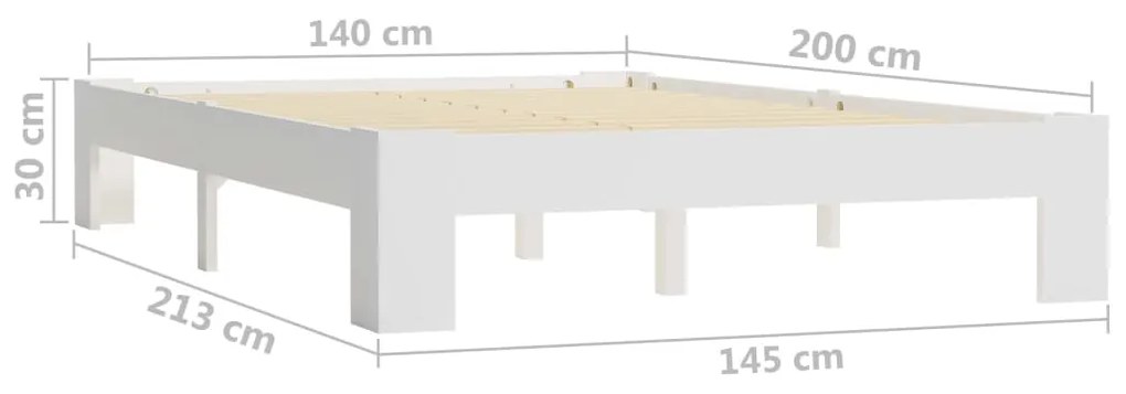 Estrutura de cama 140x200 cm pinho maciço branco