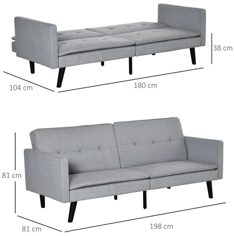 Sofá-Cama Mary - Cinzento - Design Nórdico
