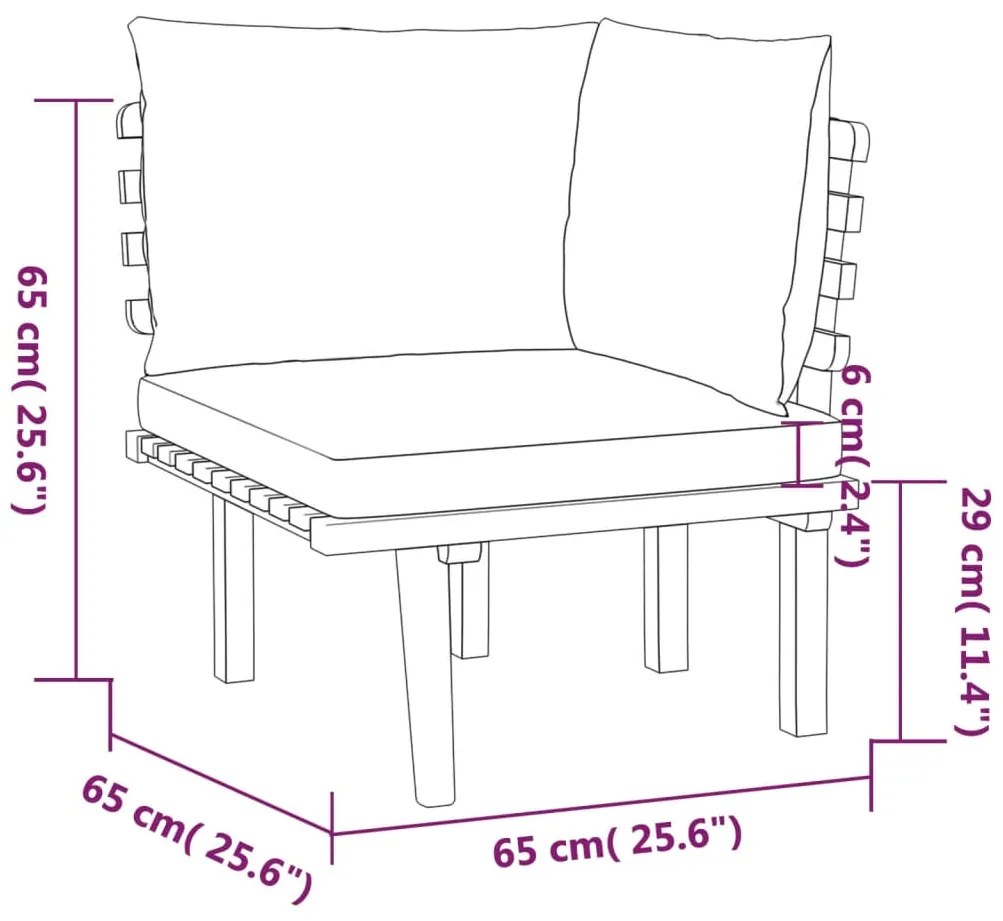 6 pcs conjunto lounge de jardim com almofadões acácia maciça