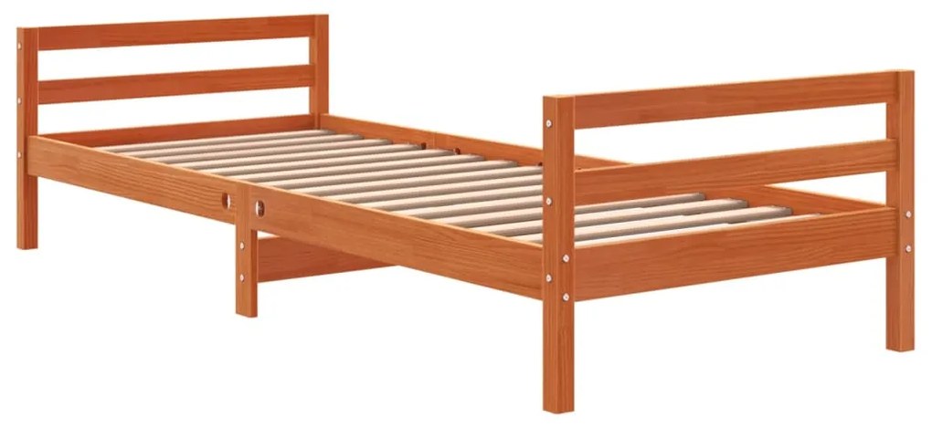 Cama sem colchão 90x190 cm madeira de pinho maciça castanho-mel