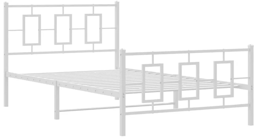 Estrutura de cama com cabeceira e pés 107x203 cm metal branco