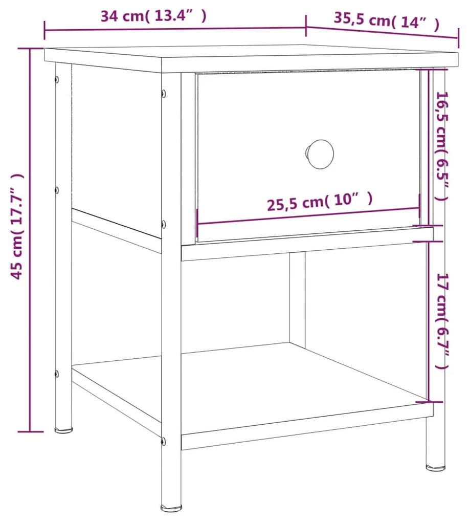 Mesa cabeceira 34x35,5x45cm derivados madeira carvalho castanho