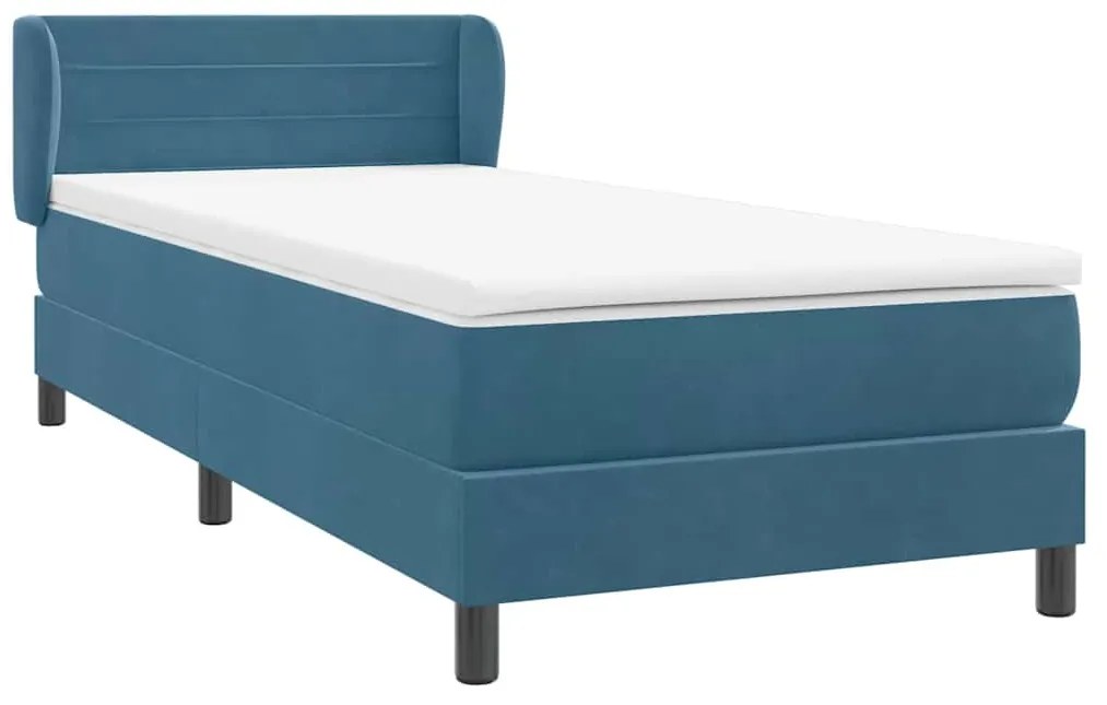 Cama com molas/colchão 80x220 cm veludo azul-escuro