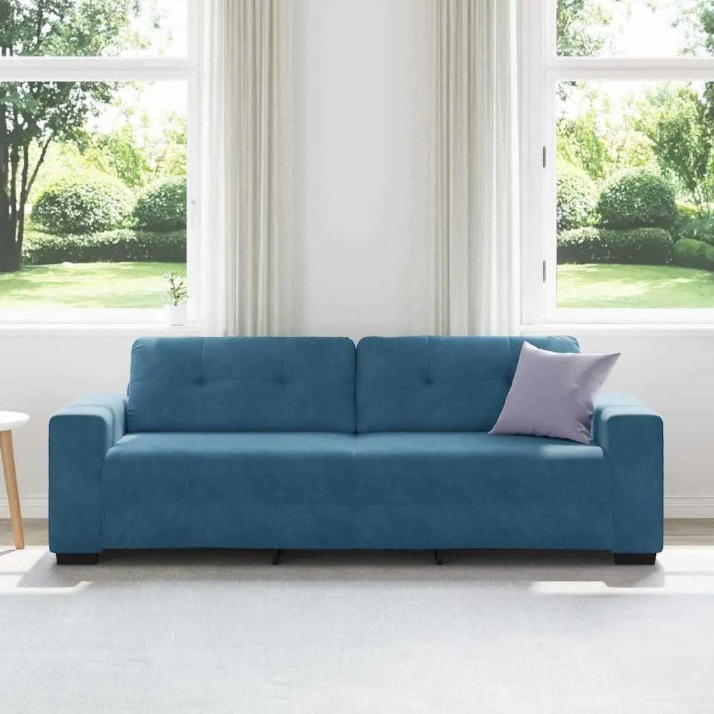 Sofá de 3 Lugares vidaXL Azul 180 cm em Veludo