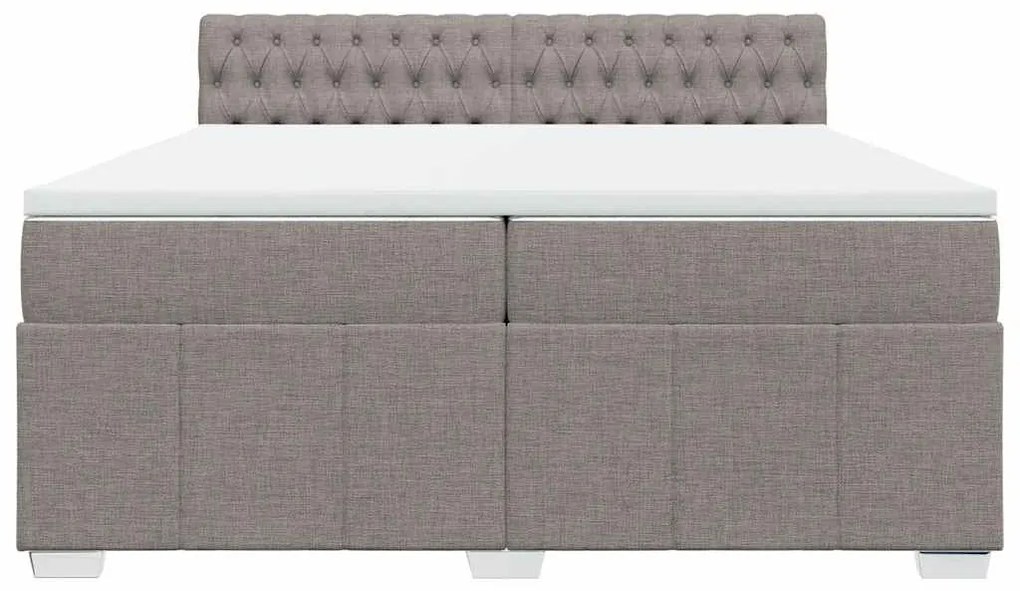 Cama com molas/colchão 200x200 cm tecido castanho-acinzentado