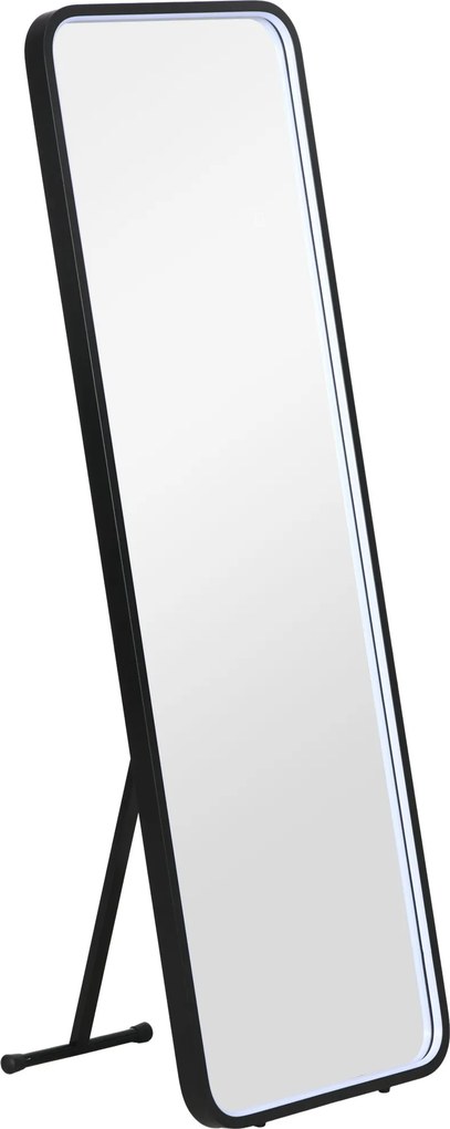 HOMCOM Espelho de Pé com Luzes LED Espelho de Corpo Inteiro 151,5x50 cm com Iluminação Ajustável e Função de Memória Preto | Aosom Portugal