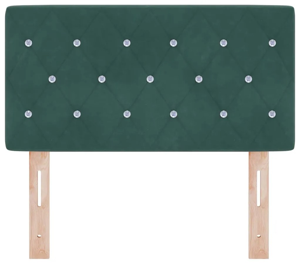 Cabeceira de Veludo Verde Escuro com Botões de Cristal Tufted 80 cm
