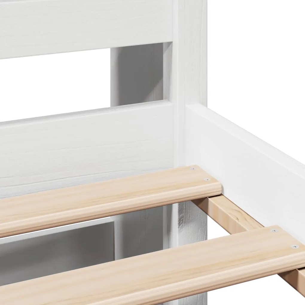 Cama com estante sem colchão 100x200 cm pinho maciço branco
