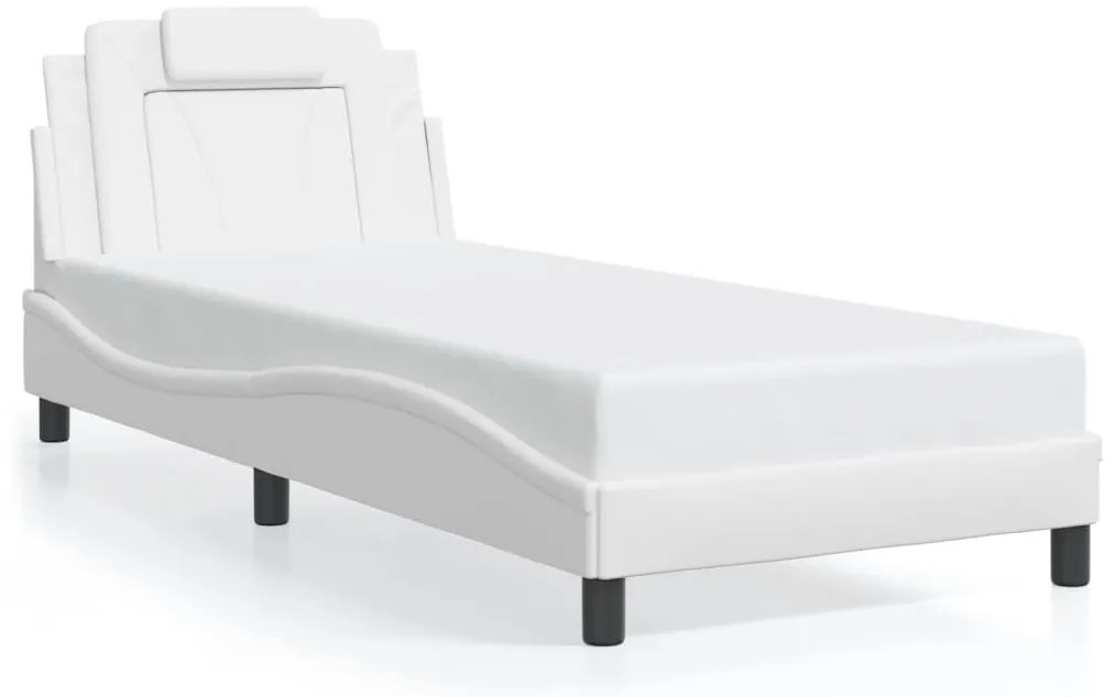 Estrutura de cama c/ luzes LED 80x200cm couro artificial branco