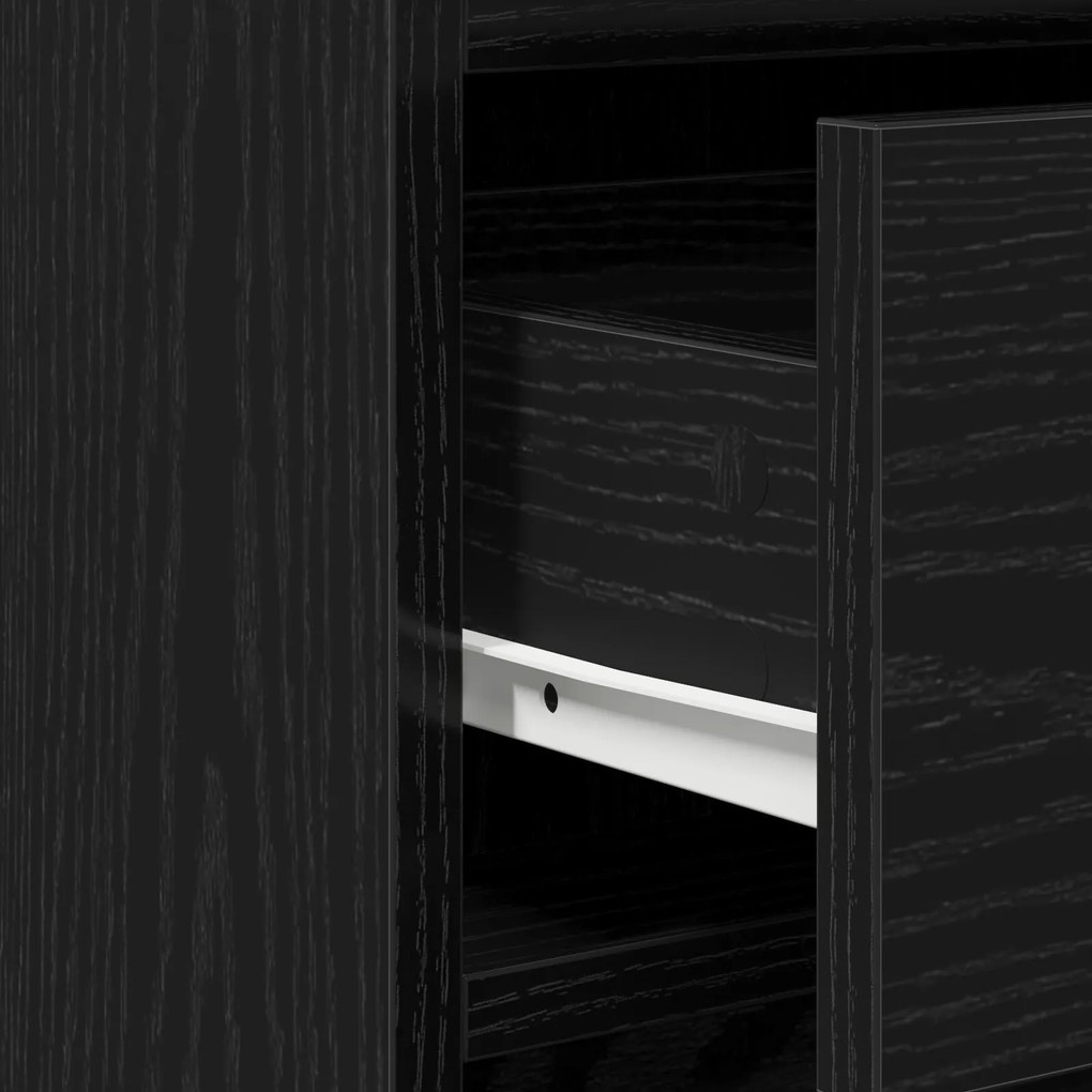 Conjunto de Mesa de Toucador 2 Peças com LED de Carvalho Preto Engenha