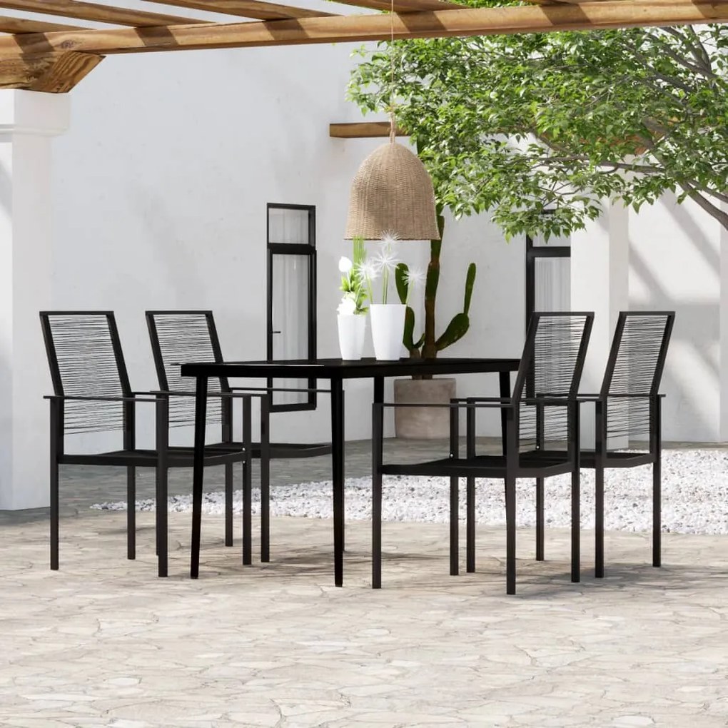 vidaXL 5 pcs Conjunto de jantar para jardim preto